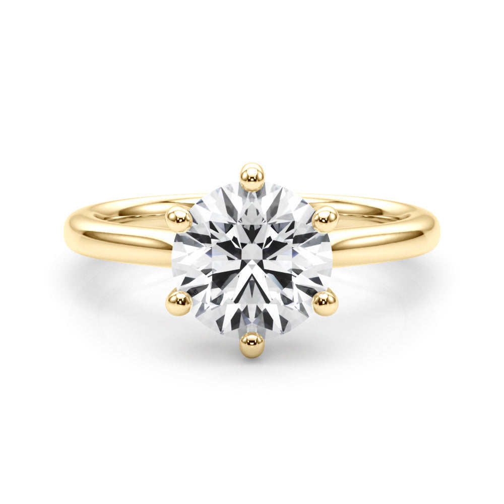 Elegant Rd Solitaire Round Diamond Engagement Ring in 10K/14K gold and platinum with certified lab-grown or natural diamonds