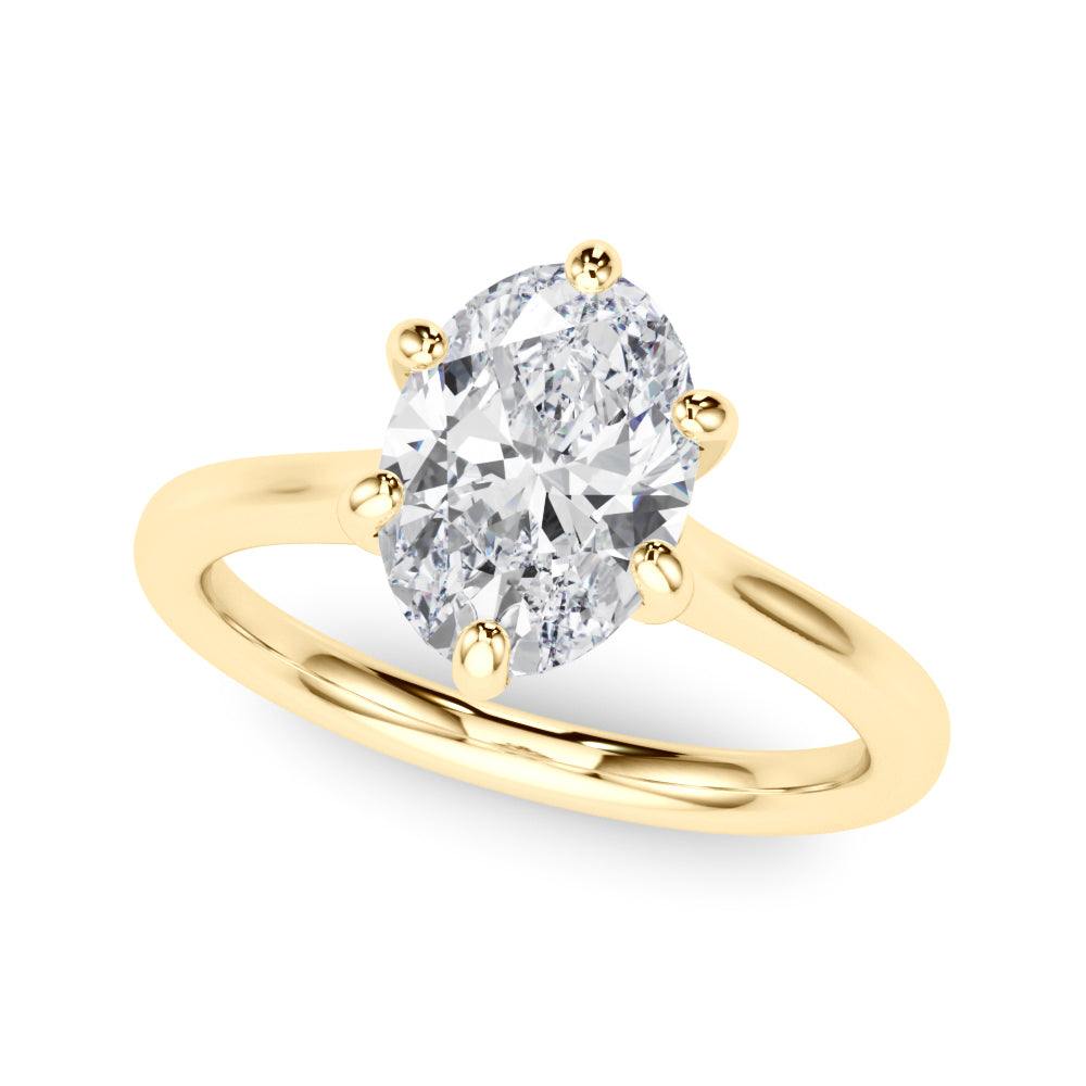Vintage-Inspired Solitaire Oval Diamond Engagement Ring in 10K/14K gold and platinum with certified lab-grown or natural diamonds
