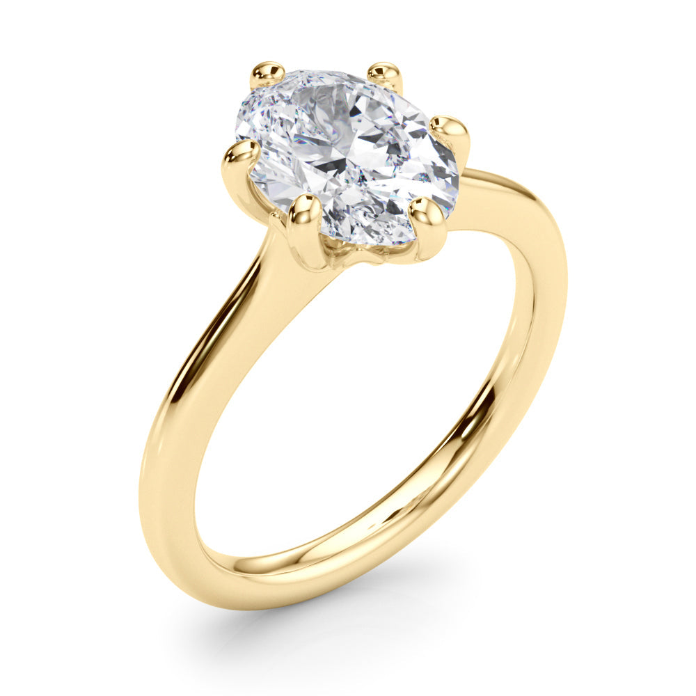 Vintage-Inspired Solitaire Oval Diamond Engagement Ring in 10K/14K gold and platinum with certified lab-grown or natural diamonds