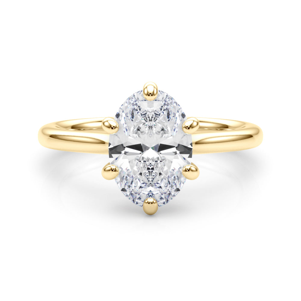 Vintage-Inspired Solitaire Oval Diamond Engagement Ring in 10K/14K gold and platinum with certified lab-grown or natural diamonds