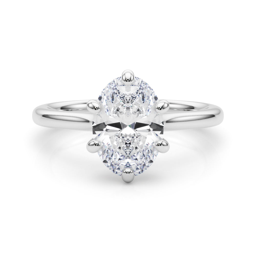 Vintage-Inspired Solitaire Oval Diamond Engagement Ring in 10K/14K gold and platinum with certified lab-grown or natural diamonds
