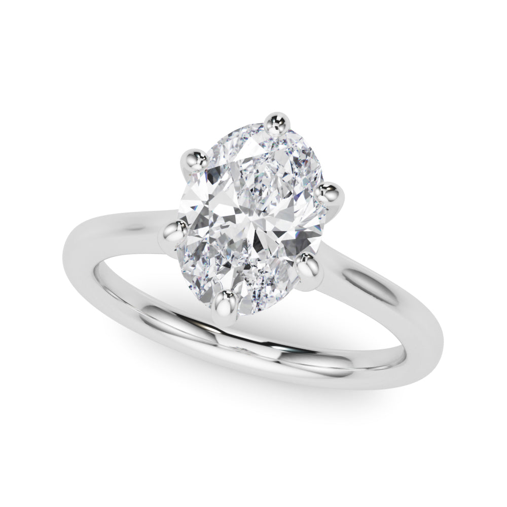 Vintage-Inspired Solitaire Oval Diamond Engagement Ring in 10K/14K gold and platinum with certified lab-grown or natural diamonds