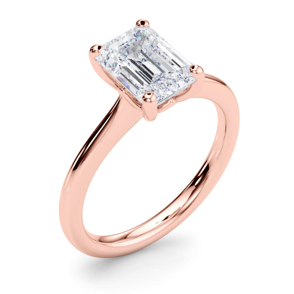 Heirloom Solitaire Cut Emerald Diamond Engagement Ring in 10K/14K gold and platinum with certified lab-grown or natural diamonds