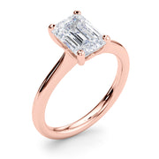 Heirloom Solitaire Cut Emerald Diamond Engagement Ring in 10K/14K gold and platinum with certified lab-grown or natural diamonds