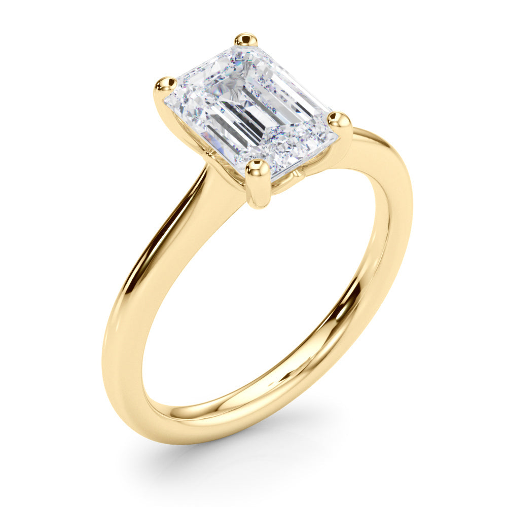 Heirloom Solitaire Cut Emerald Diamond Engagement Ring in 10K/14K gold and platinum with certified lab-grown or natural diamonds