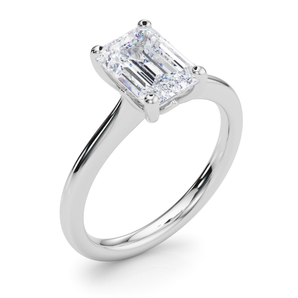 Heirloom Solitaire Cut Emerald Diamond Engagement Ring in 10K/14K gold and platinum with certified lab-grown or natural diamonds