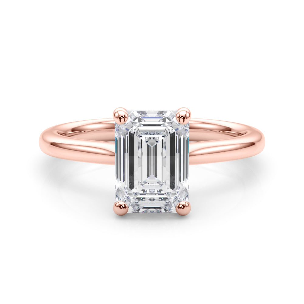 Heirloom Solitaire Cut Emerald Diamond Engagement Ring in 10K/14K gold and platinum with certified lab-grown or natural diamonds