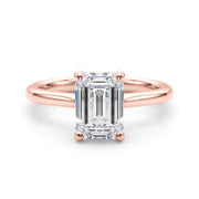 Heirloom Solitaire Cut Emerald Diamond Engagement Ring in 10K/14K gold and platinum with certified lab-grown or natural diamonds