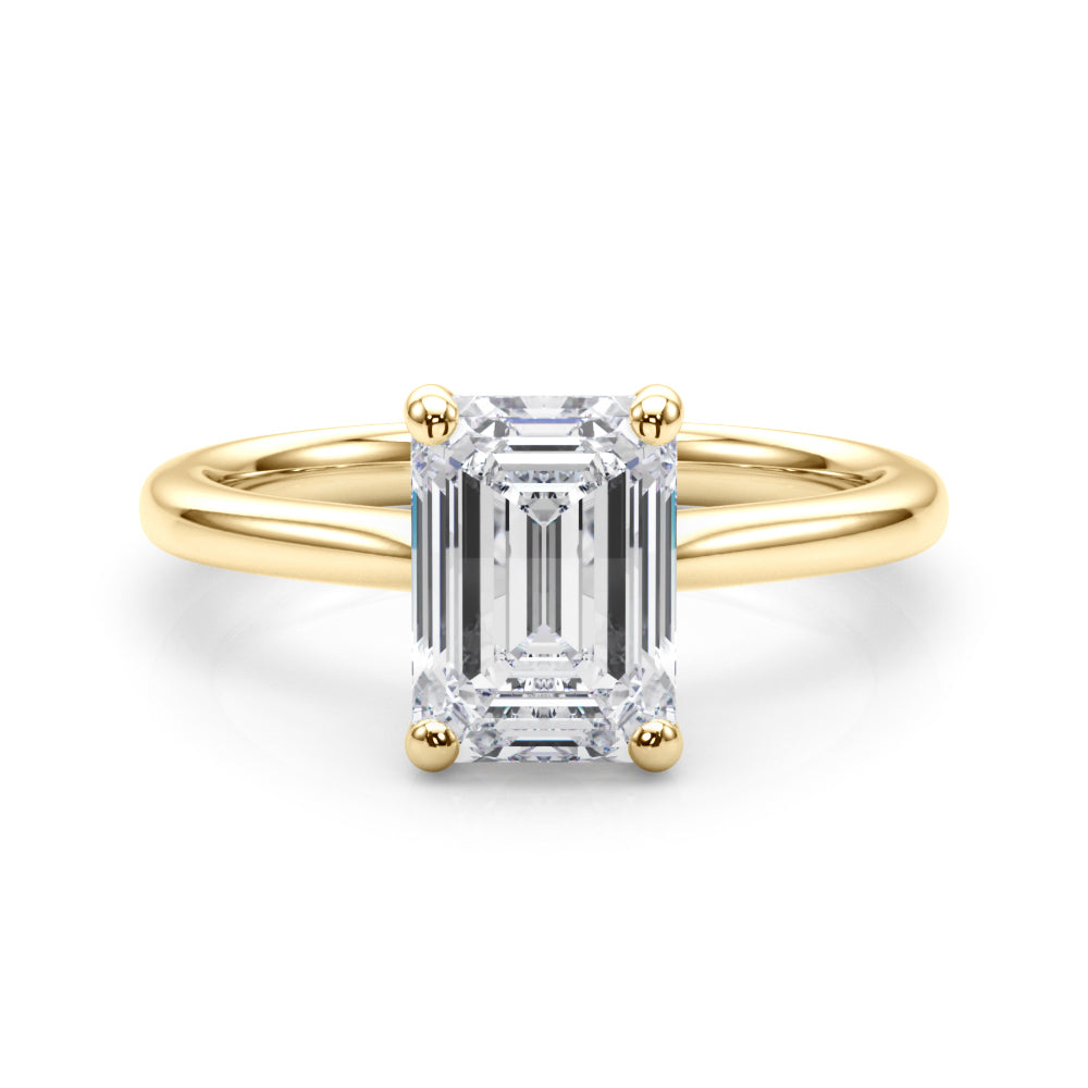 Heirloom Solitaire Cut Emerald Diamond Engagement Ring in 10K/14K gold and platinum with certified lab-grown or natural diamonds