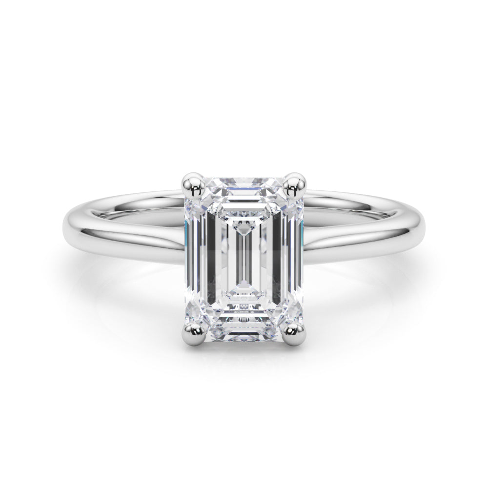 Heirloom Solitaire Cut Emerald Diamond Engagement Ring in 10K/14K gold and platinum with certified lab-grown or natural diamonds