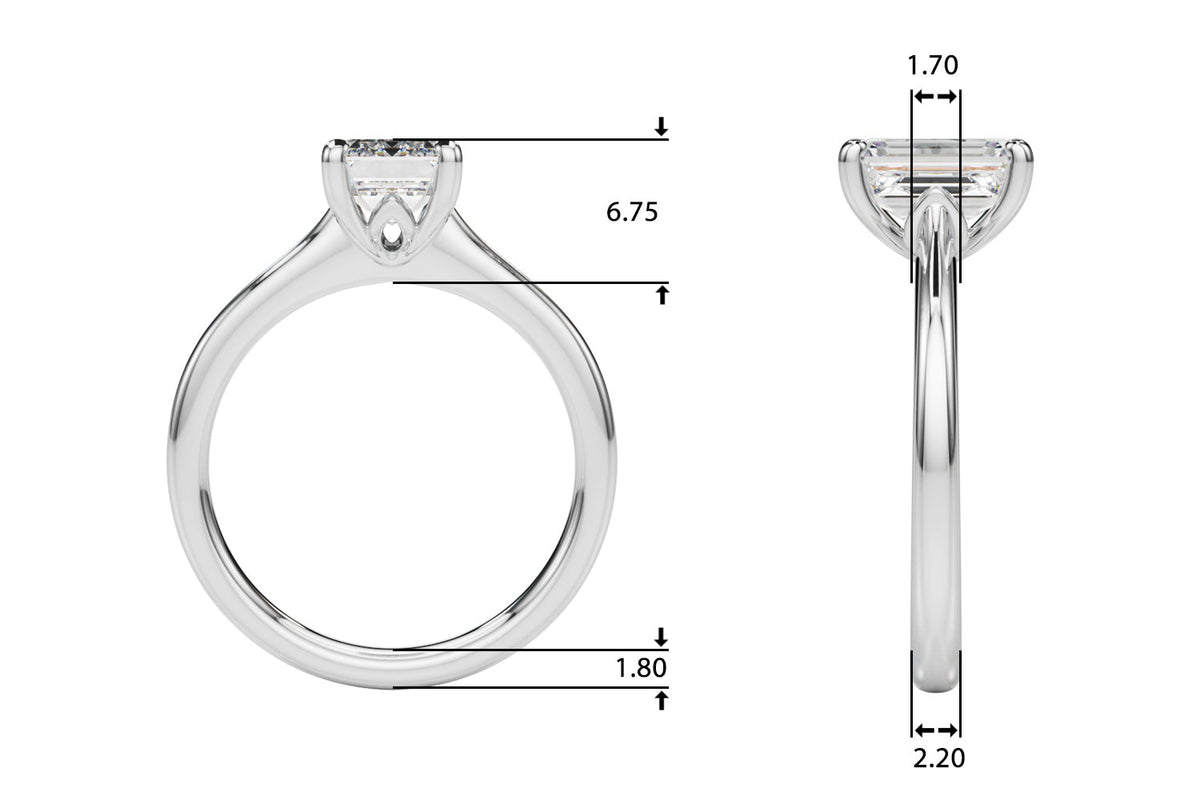 Heirloom Solitaire Cut Emerald Diamond Engagement Ring in 10K/14K gold and platinum with certified lab-grown or natural diamonds