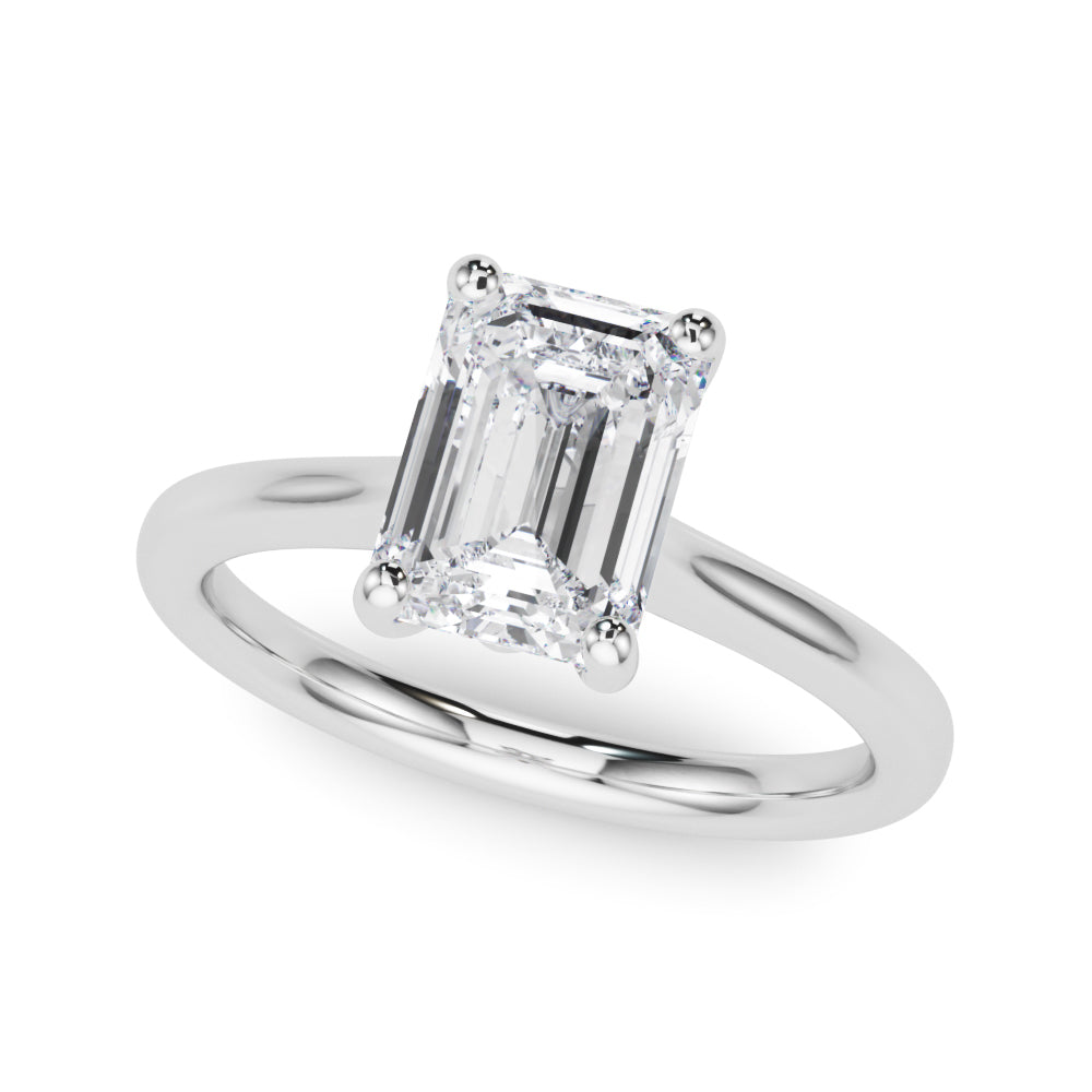 Heirloom Solitaire Cut Emerald Diamond Engagement Ring in 10K/14K gold and platinum with certified lab-grown or natural diamonds