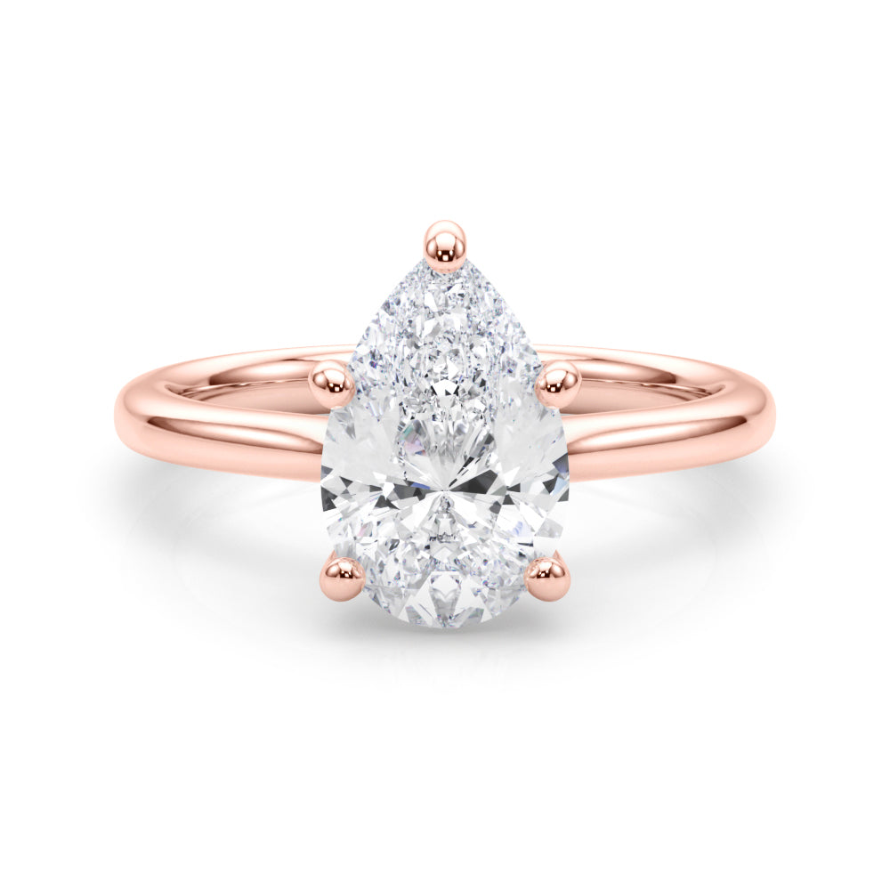 Luxe Solitaire Shape Pear Diamond Engagement Ring in 10K/14K gold and platinum with certified lab-grown or natural diamonds