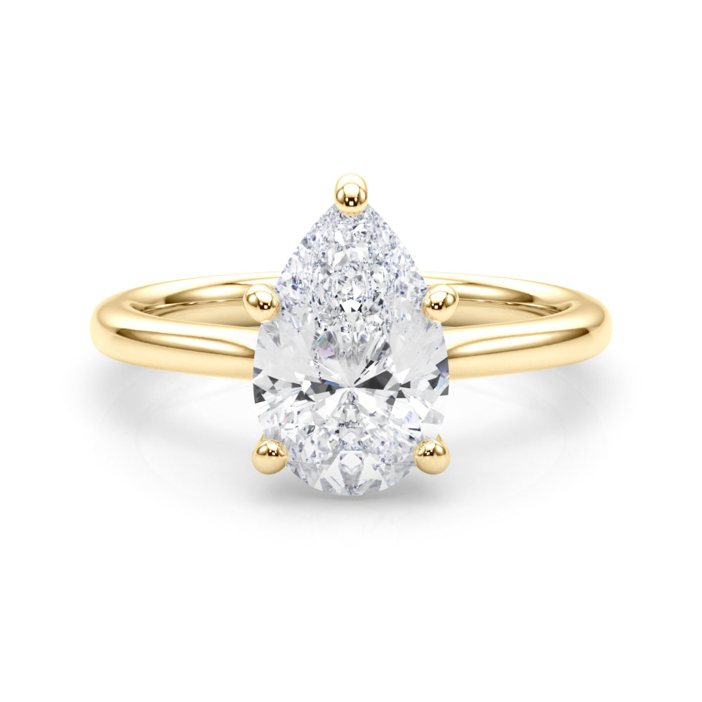 Luxe Solitaire Shape Pear Diamond Engagement Ring in 10K/14K gold and platinum with certified lab-grown or natural diamonds