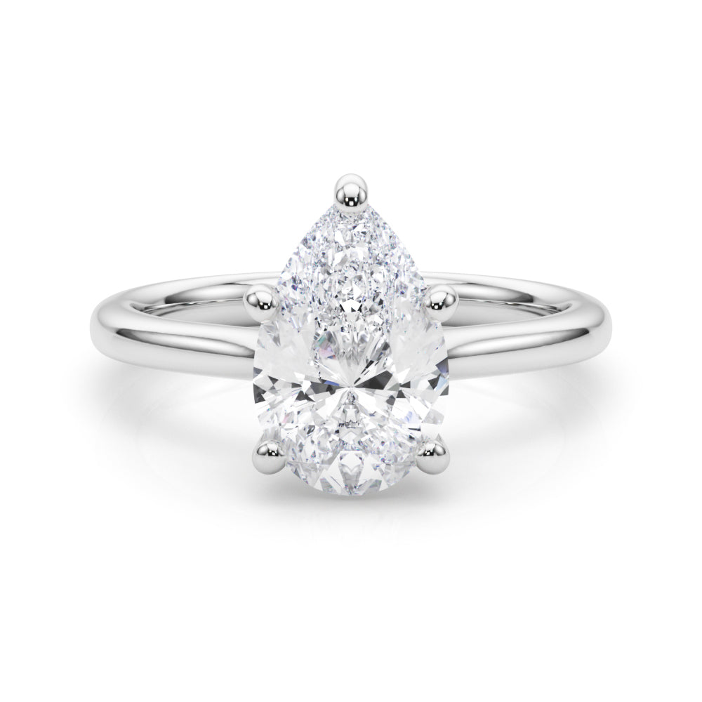 Luxe Solitaire Shape Pear Diamond Engagement Ring in 10K/14K gold and platinum with certified lab-grown or natural diamonds
