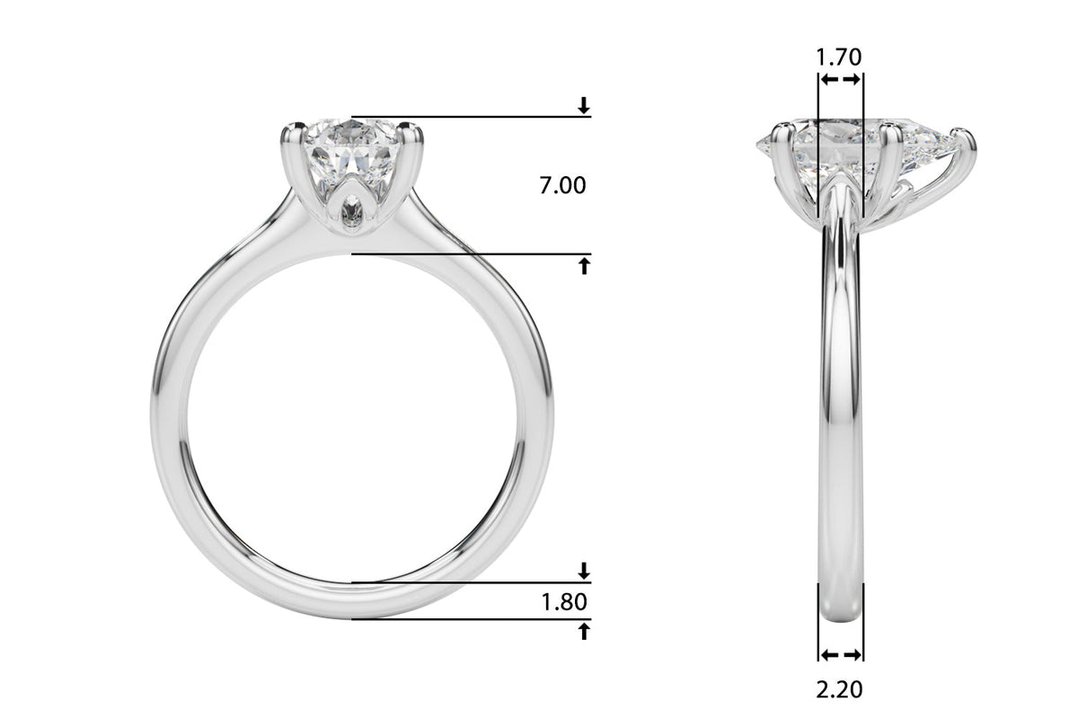 Luxe Solitaire Shape Pear Diamond Engagement Ring in 10K/14K gold and platinum with certified lab-grown or natural diamonds