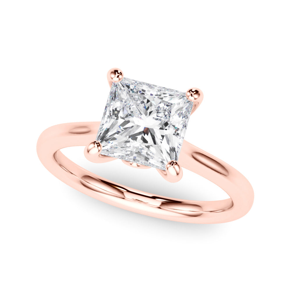 Refined Solitaire Cut Princess Diamond Engagement Ring in 10K/14K gold and platinum with certified lab-grown or natural diamonds