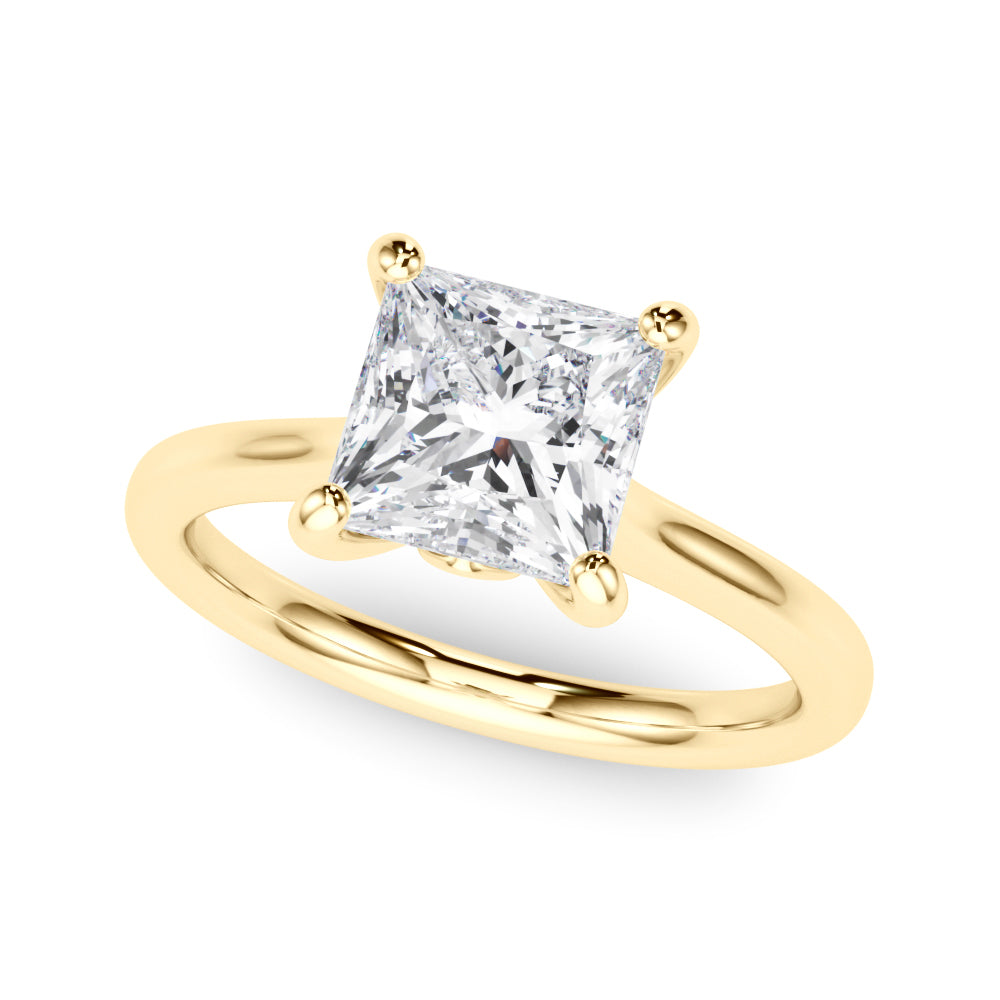Refined Solitaire Cut Princess Diamond Engagement Ring in 10K/14K gold and platinum with certified lab-grown or natural diamonds