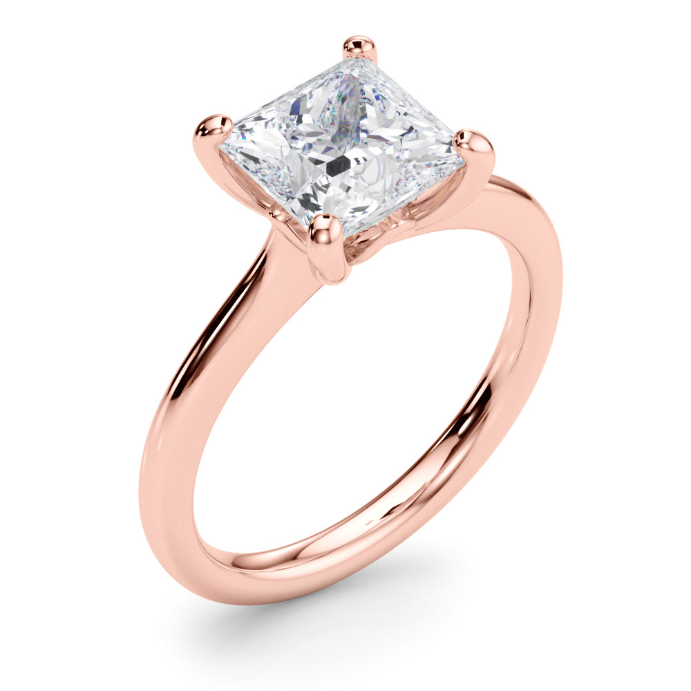 Refined Solitaire Cut Princess Diamond Engagement Ring in 10K/14K gold and platinum with certified lab-grown or natural diamonds