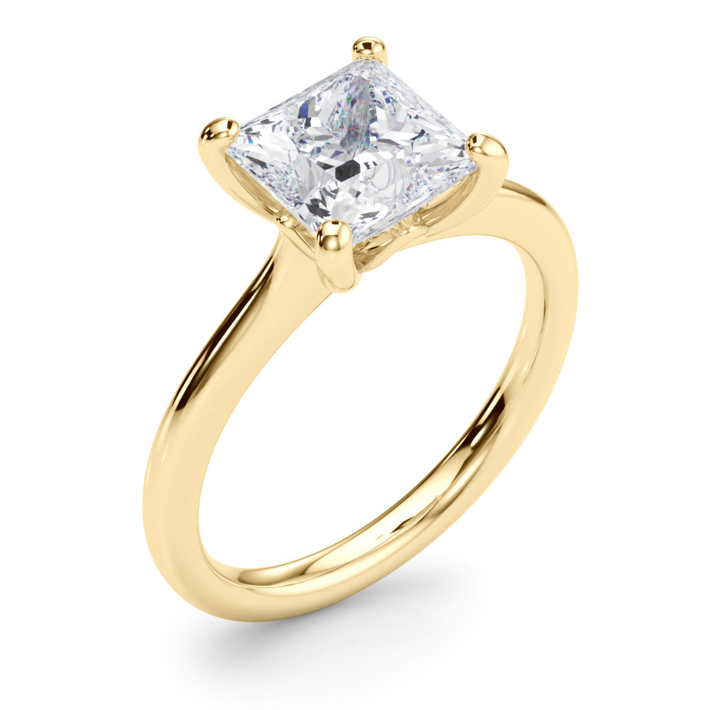 Refined Solitaire Cut Princess Diamond Engagement Ring in 10K/14K gold and platinum with certified lab-grown or natural diamonds
