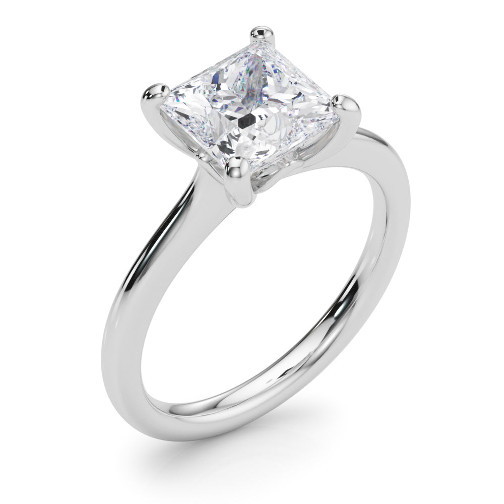 Refined Solitaire Cut Princess Diamond Engagement Ring in 10K/14K gold and platinum with certified lab-grown or natural diamonds