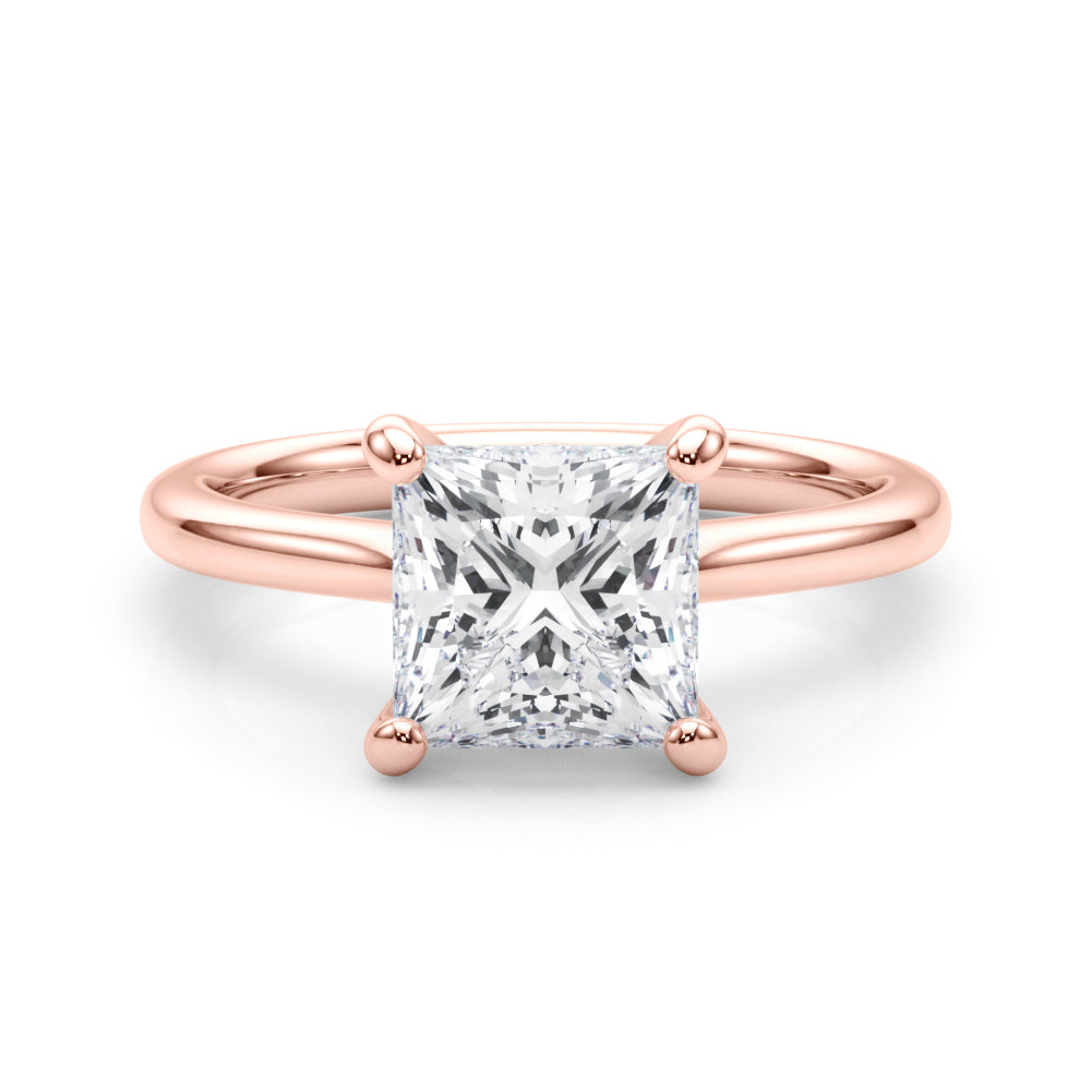 Refined Solitaire Cut Princess Diamond Engagement Ring in 10K/14K gold and platinum with certified lab-grown or natural diamonds