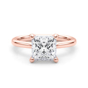 Refined Solitaire Cut Princess Diamond Engagement Ring in 10K/14K gold and platinum with certified lab-grown or natural diamonds