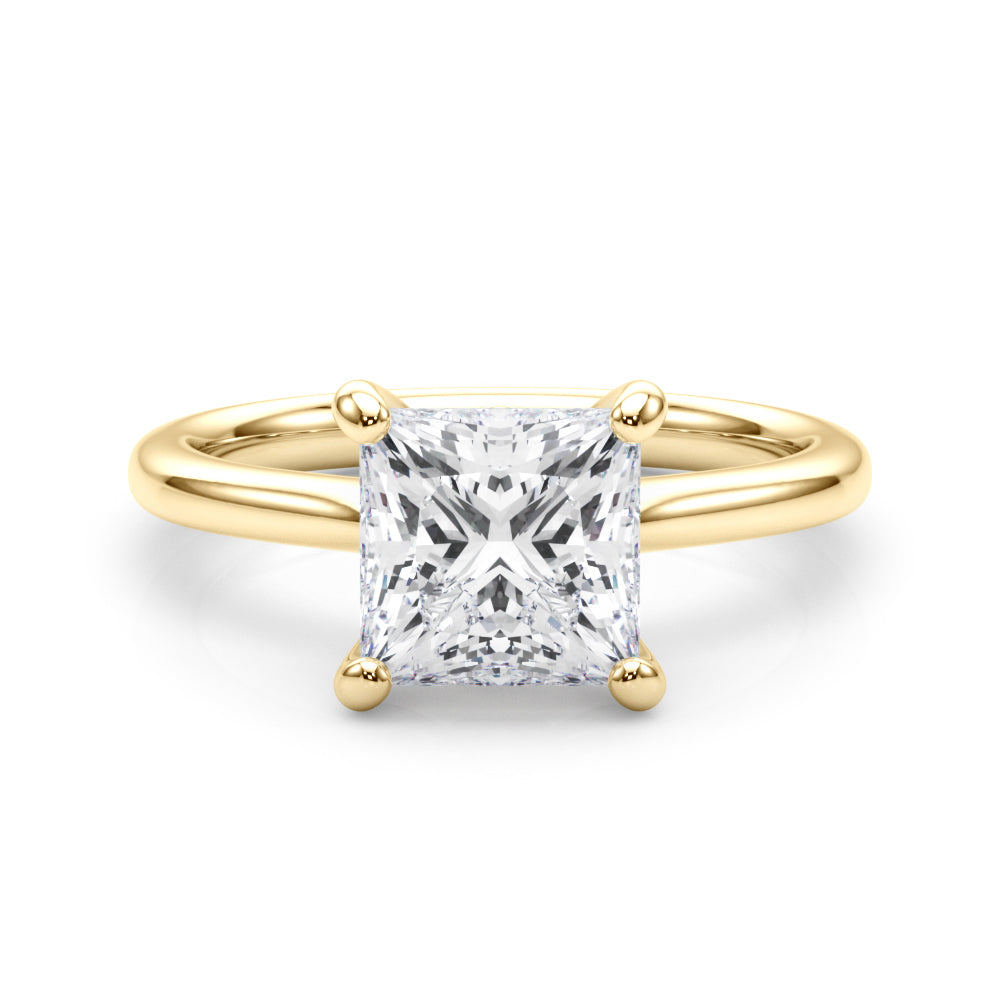 Refined Solitaire Cut Princess Diamond Engagement Ring in 10K/14K gold and platinum with certified lab-grown or natural diamonds