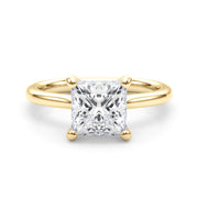 Refined Solitaire Cut Princess Diamond Engagement Ring in 10K/14K gold and platinum with certified lab-grown or natural diamonds