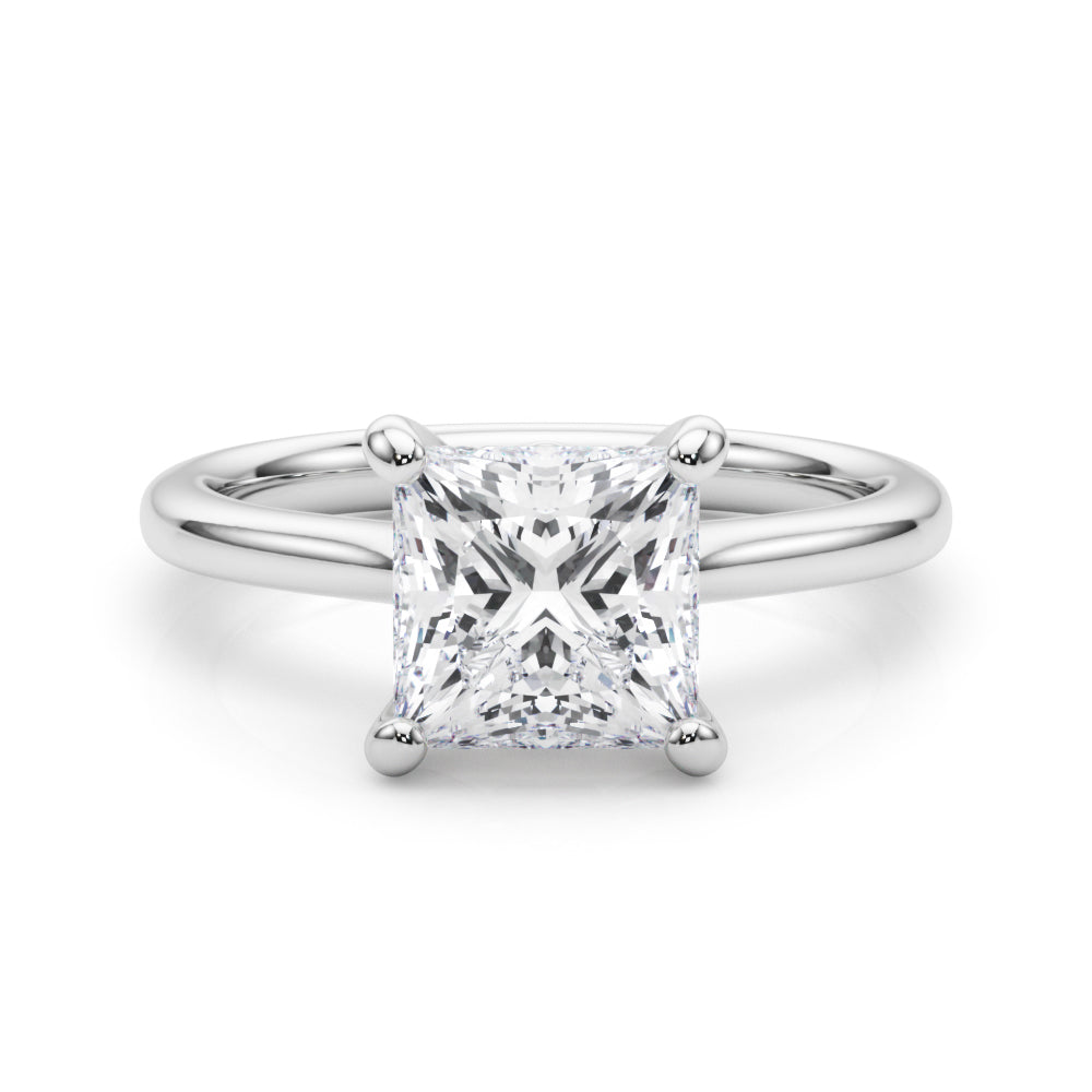 Refined Solitaire Cut Princess Diamond Engagement Ring in 10K/14K gold and platinum with certified lab-grown or natural diamonds
