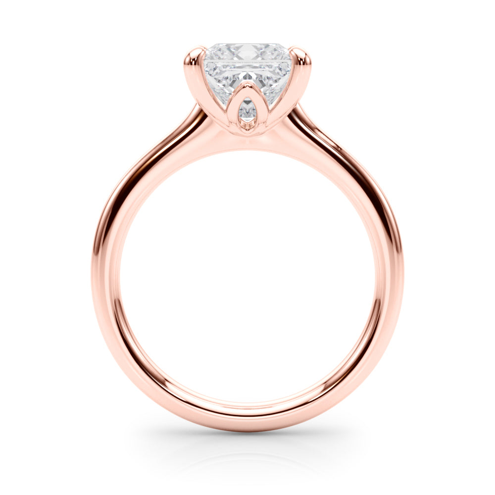 Refined Solitaire Cut Princess Diamond Engagement Ring in 10K/14K gold and platinum with certified lab-grown or natural diamonds