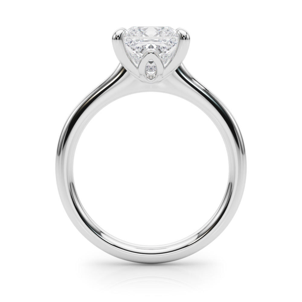 Refined Solitaire Cut Princess Diamond Engagement Ring in 10K/14K gold and platinum with certified lab-grown or natural diamonds