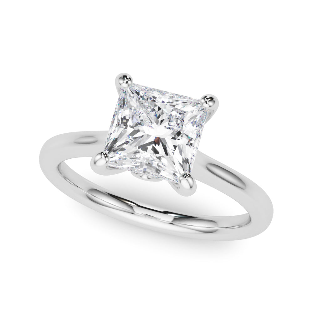Refined Solitaire Cut Princess Diamond Engagement Ring in 10K/14K gold and platinum with certified lab-grown or natural diamonds