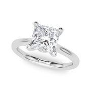 Refined Solitaire Cut Princess Diamond Engagement Ring in 10K/14K gold and platinum with certified lab-grown or natural diamonds