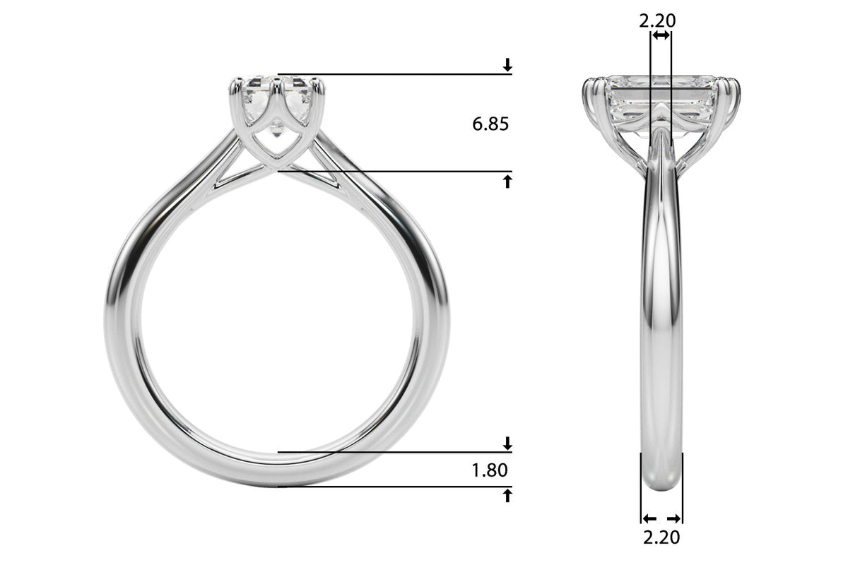Signature Solitaire Cut Emerald Diamond Engagement Ring in 10K/14K gold and platinum with certified lab-grown or natural diamonds