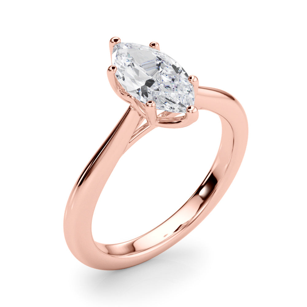 Artisan Solitaire Marquise Diamond Engagement Ring in 10K/14K gold and platinum with certified lab-grown or natural diamonds