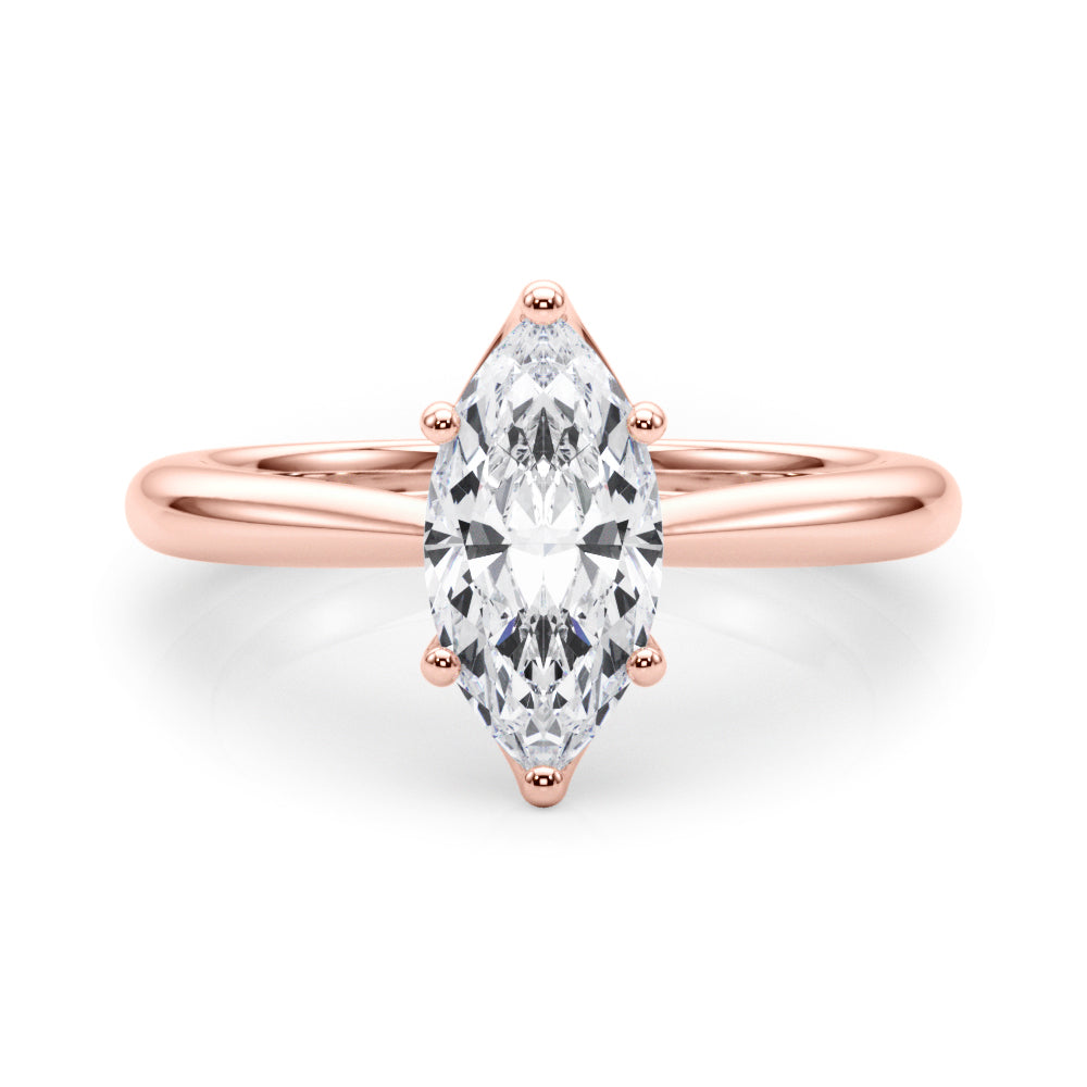 Artisan Solitaire Marquise Diamond Engagement Ring in 10K/14K gold and platinum with certified lab-grown or natural diamonds