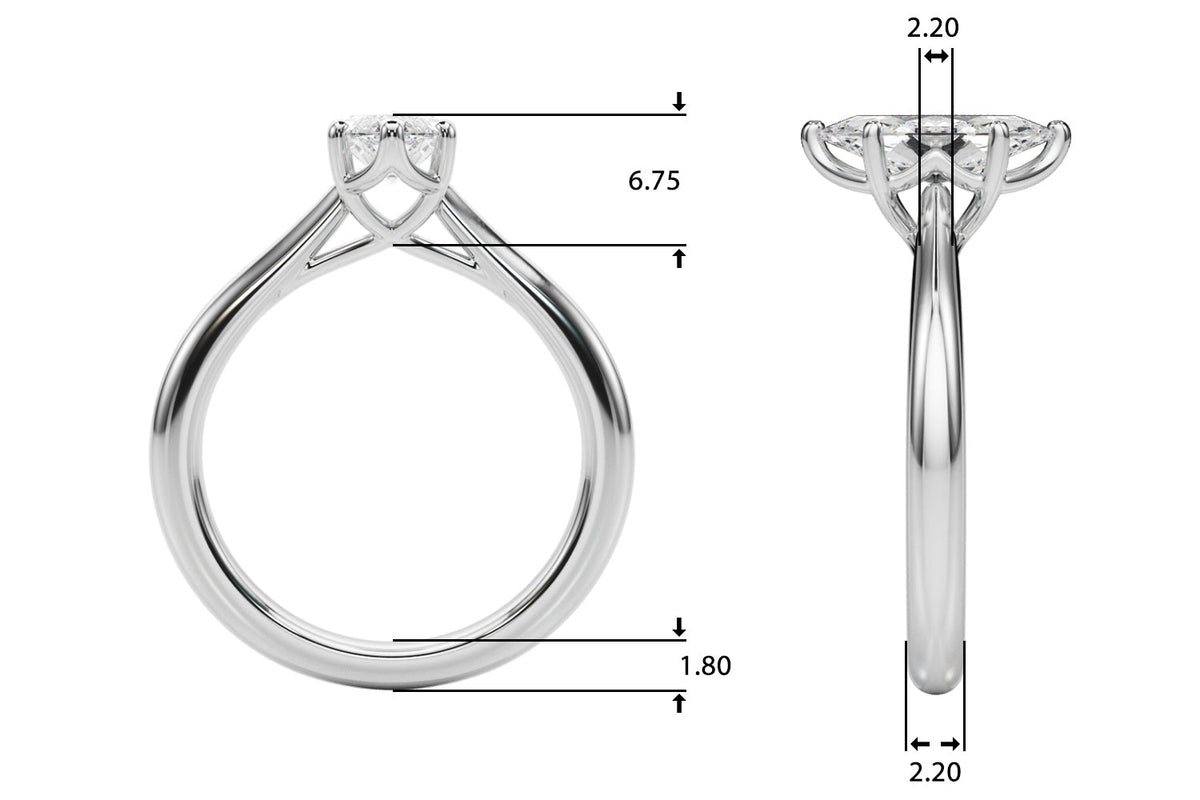 Artisan Solitaire Marquise Diamond Engagement Ring in 10K/14K gold and platinum with certified lab-grown or natural diamonds