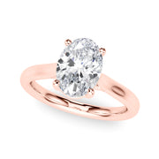 Bespoke Solitaire Oval Diamond Engagement Ring in 10K/14K gold and platinum with certified lab-grown or natural diamonds