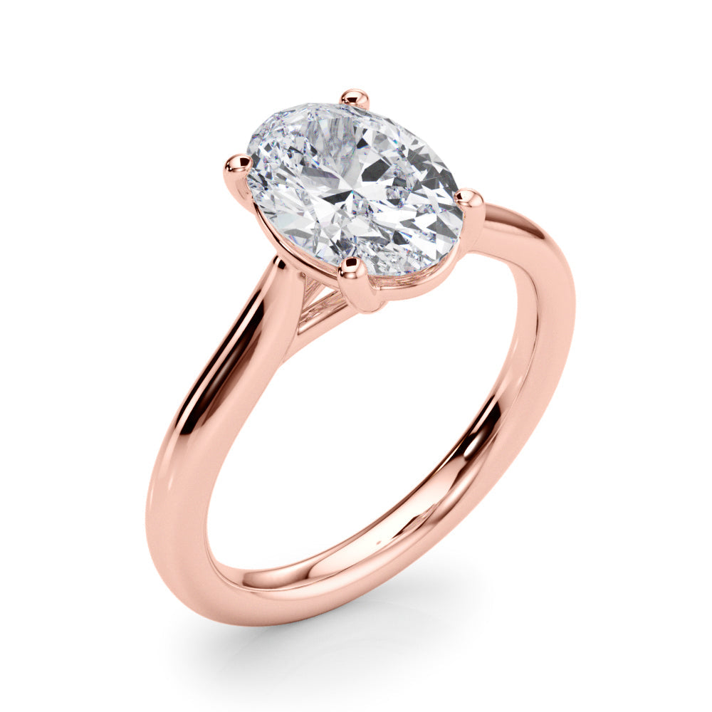 Bespoke Solitaire Oval Diamond Engagement Ring in 10K/14K gold and platinum with certified lab-grown or natural diamonds