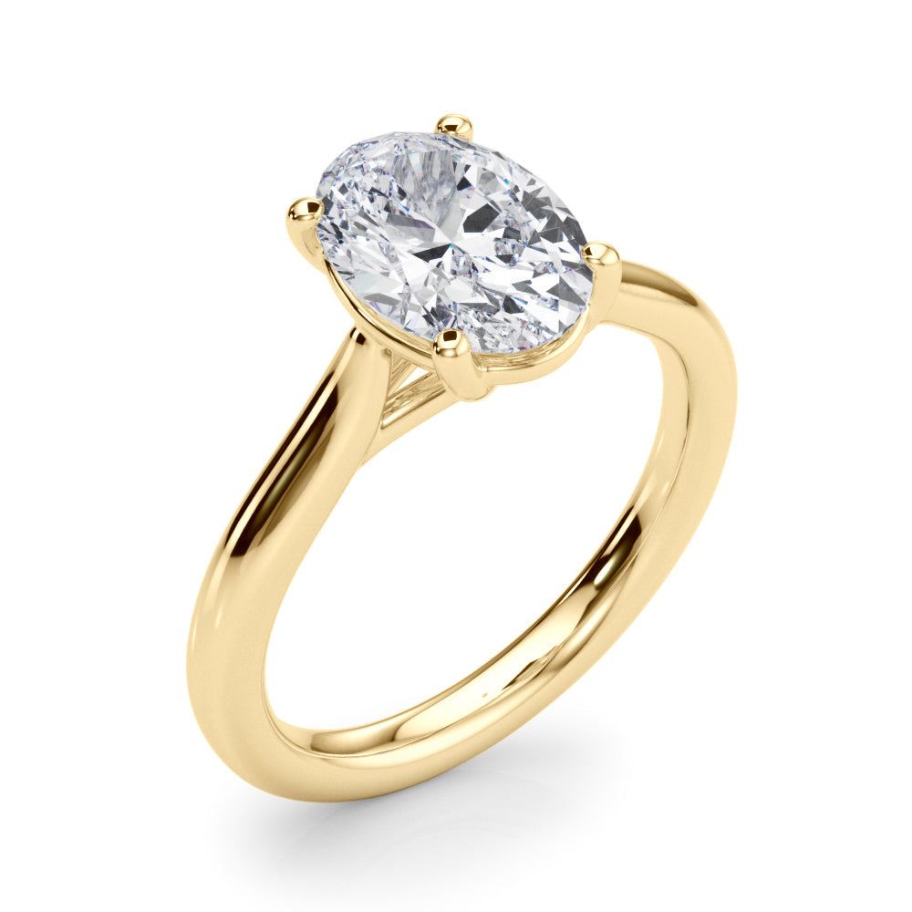 Bespoke Solitaire Oval Diamond Engagement Ring in 10K/14K gold and platinum with certified lab-grown or natural diamonds