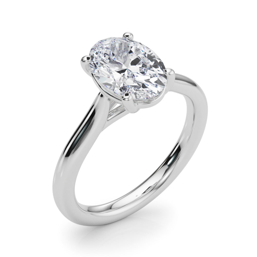 Bespoke Solitaire Oval Diamond Engagement Ring in 10K/14K gold and platinum with certified lab-grown or natural diamonds