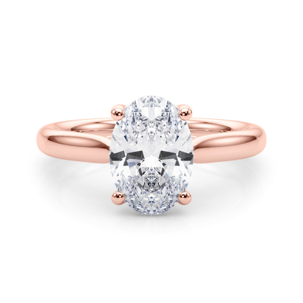 Bespoke Solitaire Oval Diamond Engagement Ring in 10K/14K gold and platinum with certified lab-grown or natural diamonds