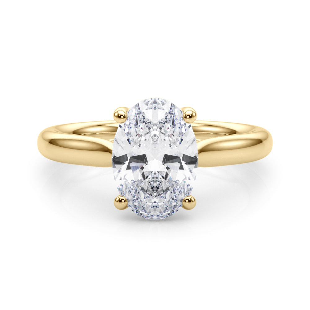 Bespoke Solitaire Oval Diamond Engagement Ring in 10K/14K gold and platinum with certified lab-grown or natural diamonds