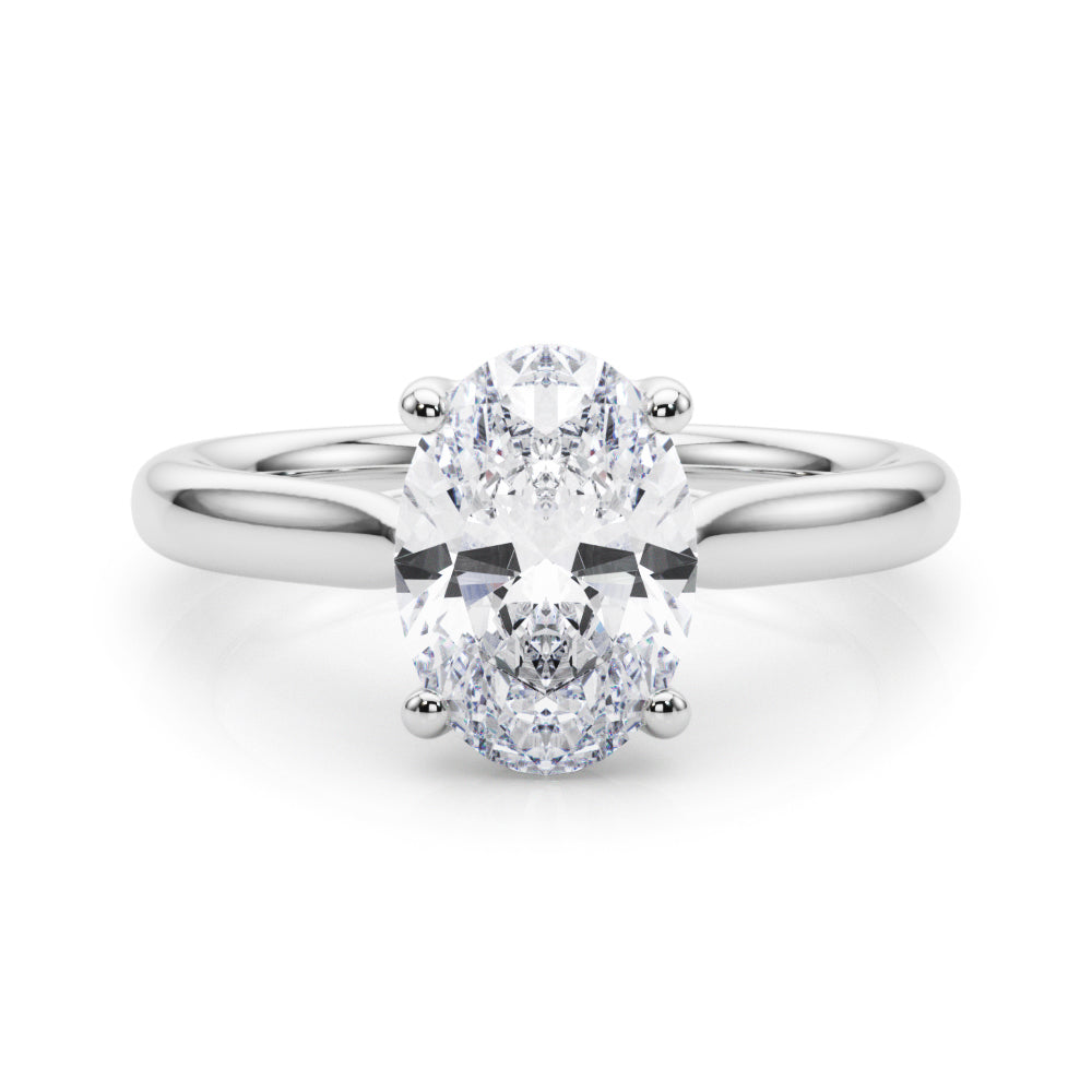 Bespoke Solitaire Oval Diamond Engagement Ring in 10K/14K gold and platinum with certified lab-grown or natural diamonds