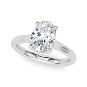 Bespoke Solitaire Oval Diamond Engagement Ring in 10K/14K gold and platinum with certified lab-grown or natural diamonds