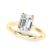 Exquisite Solitaire Cut Emerald Diamond Engagement Ring in 10K/14K gold and platinum with certified lab-grown or natural diamonds