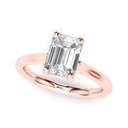 Exquisite Solitaire Cut Emerald Diamond Engagement Ring in 10K/14K gold and platinum with certified lab-grown or natural diamonds