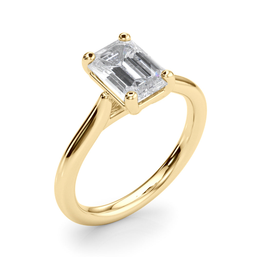 Exquisite Solitaire Cut Emerald Diamond Engagement Ring in 10K/14K gold and platinum with certified lab-grown or natural diamonds