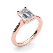 Exquisite Solitaire Cut Emerald Diamond Engagement Ring in 10K/14K gold and platinum with certified lab-grown or natural diamonds